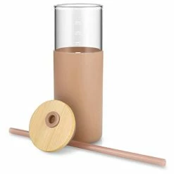 Best deal 😉 Tronco 24oz Glass Tumbler Glass Water Bottle Straw Silicone Protective Sleeve Bamboo Lid - BPA Free Coffee Col 🛒 -Goblets & Chalices Sales Store 316eXEdXZuL