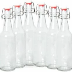 Budget 👍 ICE N COLD | Pack Of 6 Amber 16-20oz Growler With Flip Top Airtight Silicone Seal | For Beverages, Oil, Vinegar, Kombucha, Beer, Water, Soda, Kefir 💯 -Goblets & Chalices Sales Store 31CF4t 0ieL. AC