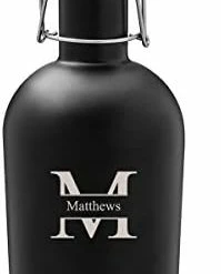 Best Sale 🎉 A Gift Personalized Personalized Beer Growler (Black Matte, Stamped Design), 64 Oz Stainless Steel Single Wall Bottle Ideal For Camping, Travel - Unique Wedding Groomsm 🔥 -Goblets & Chalices Sales Store 31HoTGEYBNL. AC