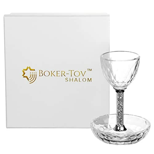 Buy π Crystal Kiddush Cup Set - Premium Kiddush Wine Cup And Saucer For Shabbat, Havdalah, Passover - Judaica Shabbos And Holiday Gift (Silver Gemstones) π 6 Buy π Crystal Kiddush Cup Set - Premium Kiddush Wine Cup And Saucer For Shabbat, Havdalah, Passover - Judaica Shabbos And Holiday Gift (Silver Gemstones) π - Image 4