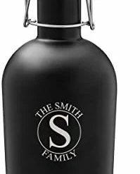 Best Sale 🎉 A Gift Personalized Personalized Beer Growler (Black Matte, Stamped Design), 64 Oz Stainless Steel Single Wall Bottle Ideal For Camping, Travel - Unique Wedding Groomsm 🔥 -Goblets & Chalices Sales Store 31O1MtsDMtL. AC