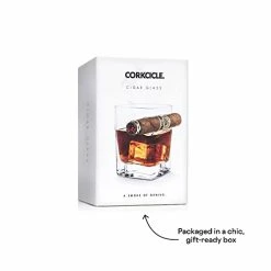 New 🎉 Corkcicle Double Old Fashioned Whiskey Glass With Built-In Cigar Holder, Holds 9 Oz 🧨