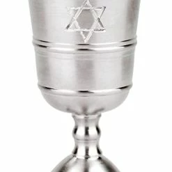 Coupon 👍 Zion Judaica Ltd Zion Judaica Kiddush Cup Wine Goblet With Engraved Star Of David Pewter Plated 4.5" Tall Holds 5 Oz For Shabbat, Passover Use ✨