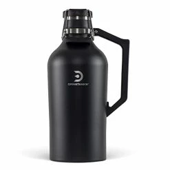 Outlet 🎉 DrinkTanks Craft Growler, Passivated Stainless Steel Growlers For Beer, Leakproof And Vacuum Insulated Beverage Tumbler, Easy-to-Use Soda, Wine, Or Coffee Tumbler With Handle, 128 Oz Obsidian Powder 🧥 Coat 🥰