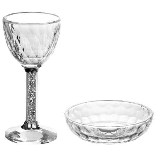 Buy π Crystal Kiddush Cup Set - Premium Kiddush Wine Cup And Saucer For Shabbat, Havdalah, Passover - Judaica Shabbos And Holiday Gift (Silver Gemstones) π 4 Buy π Crystal Kiddush Cup Set - Premium Kiddush Wine Cup And Saucer For Shabbat, Havdalah, Passover - Judaica Shabbos And Holiday Gift (Silver Gemstones) π - Image 2