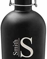 Best Sale 🎉 A Gift Personalized Personalized Beer Growler (Black Matte, Stamped Design), 64 Oz Stainless Steel Single Wall Bottle Ideal For Camping, Travel - Unique Wedding Groomsm 🔥 -Goblets & Chalices Sales Store 31x8NgdxcEL. AC