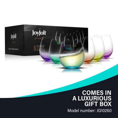 Cheap π JoyJolt HUE Stemless Wine Glass Set. Large 15 Oz Stemless Wine Glasses Set Of 6. Short Wine Tumblers For White Wine Glasses, Red Wine Glasses, Water Glasses, No Stem Margarita Glasses, Colored Tumbler π 5 Cheap π JoyJolt HUE Stemless Wine Glass Set. Large 15 Oz Stemless Wine Glasses Set Of 6. Short Wine Tumblers For White Wine Glasses, Red Wine Glasses, Water Glasses, No Stem Margarita Glasses, Colored Tumbler π - Image 3
