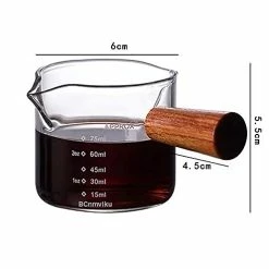 Brand new ✨ 1 Pack Double Spouts Measuring Triple Pitcher Milk Cup With Wood Handle 75ML Espresso Shot Glasses Parts Clear Glass By 👍 -Goblets & Chalices Sales Store 411Zn1FWNpS