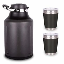 New 🧨 GrowlerWerks Element Vacuum-Insulated Growler UPint Low Bundle – Includes Stainless Steel Growler, Two UKeg Tungsten 10 Oz. Tumblers – For Cold Brews, Beer, Soda, Seltz ❤️