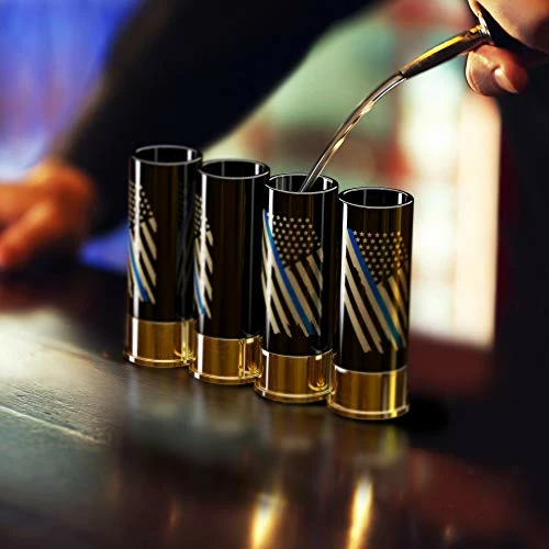 Hot Sale β Old Southern Brass 12 Gauge Shot Glasses Set Of 4 - Thin Blue Line Police Flag π 4 Hot Sale β Old Southern Brass 12 Gauge Shot Glasses Set Of 4 - Thin Blue Line Police Flag π - Image 2