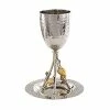 Best deal 🎉 Yair Emanuel Kiddush Cup And Saucer | 🔨 Hammer Work With Gold Accent Decorations | Unique Wine Goblet Jewish Judaica (Grape Vine CUW-2) ❤️