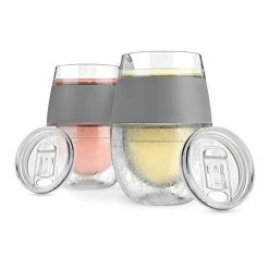 Goblets & Chalices Sales Store 13 Wholesale π Host Cooling Wine Freeze Cup With Lid, Set Of 2 Plastic Double Wall Insulated Wine Tumbler Freezable Drink Vacuum Cup With Freezing Gel, Wine Glasses For Red And White Wine, Gift Essentials, Gray With Lids - Min π