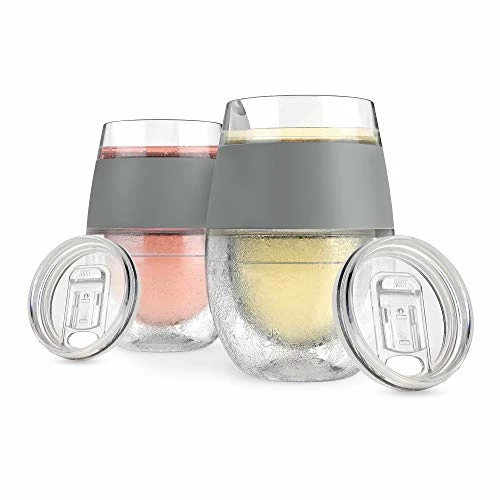 Wholesale π Host Cooling Wine Freeze Cup With Lid, Set Of 2 Plastic Double Wall Insulated Wine Tumbler Freezable Drink Vacuum Cup With Freezing Gel, Wine Glasses For Red And White Wine, Gift Essentials, Gray With Lids - Min π 2 Wholesale π Host Cooling Wine Freeze Cup With Lid, Set Of 2 Plastic Double Wall Insulated Wine Tumbler Freezable Drink Vacuum Cup With Freezing Gel, Wine Glasses For Red And White Wine, Gift Essentials, Gray With Lids - Min π