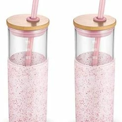 Best deal 😉 Tronco 24oz Glass Tumbler Glass Water Bottle Straw Silicone Protective Sleeve Bamboo Lid - BPA Free Coffee Col 🛒 -Goblets & Chalices Sales Store 4167i93G4vL. AC