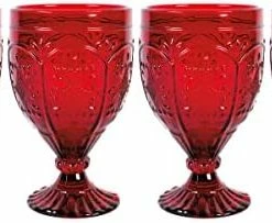 Brand new 👏 Fitz & Floyd Fitz And Floyd Trestle Glassware Ornate Goblets, 4 Count (Pack Of 1), Re 🔥 -Goblets & Chalices Sales Store 4167n wsaKL. AC