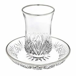 Budget 👍 Godinger Kiddush Cup And Saucer With Platinum Edge - Dublin Crystal Collection 🥰