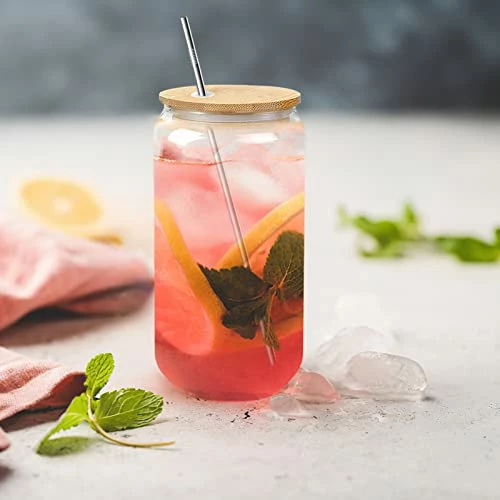 Wholesale 👍 XccMe Sublimation Can Beer Glass,16 Oz Can Shaped Glasses Blanks With Bamboo Lid,Stainless Steel Straws And Shrink Wrap Films,Ideal For Soda,Iced Coffee,Iced Tea,Goblet Cup,Whiskey,Gift (4 PACK) Transparent ❤️ 6 Wholesale 👍 XccMe Sublimation Can Beer Glass,16 Oz Can Shaped Glasses Blanks With Bamboo Lid,Stainless Steel Straws And Shrink Wrap Films,Ideal For Soda,Iced Coffee,Iced Tea,Goblet Cup,Whiskey,Gift (4 PACK) Transparent ❤️ - Image 4