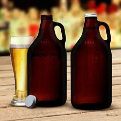 Outlet 🌟 DISCOUNT PROMOS 6 Amber Glass Beer Growlers Set, 64 Oz. - Screw On Lid, Sturdy, Barware - Amber - Blank - Amber 🔔 -Goblets & Chalices Sales Store 417bx3UWaKL