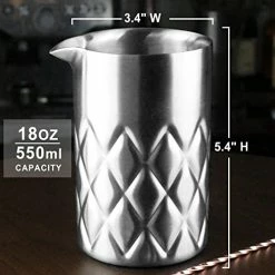 Best Pirce π OriHomee Stainless Steel Cocktail Mixing Glass,Double Walled Steel Mixing Pitcher,18oz 550ml Unbreakable Stirring Glass For Travel,Thoughtful Gift Idea π