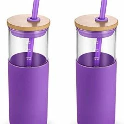 Best deal 😉 Tronco 24oz Glass Tumbler Glass Water Bottle Straw Silicone Protective Sleeve Bamboo Lid - BPA Free Coffee Col 🛒 -Goblets & Chalices Sales Store 4183VniQuzL. AC