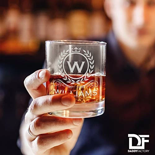 New ✨ DADDY FACTORY Personalized Whiskey Glass, Engraved Monogram Rocks Cocktail Glass, 10.25 Oz Custom Bourbon Gift For Men ⌛ 6 New ✨ DADDY FACTORY Personalized Whiskey Glass, Engraved Monogram Rocks Cocktail Glass, 10.25 Oz Custom Bourbon Gift For Men ⌛ - Image 4