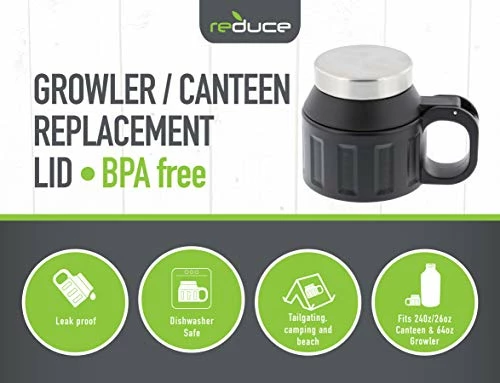 Top 10 π REDUCE Canteen And Growler Lid Replacement, Pack Of 2 Lids - Black With Stainless Steel, Leak Proof - Ideal For On The Go Drinking-Fits 24oz, 32oz, And 64oz REDUCE Vacuum Insulated Canteen And Growler π₯° 3 Top 10 π REDUCE Canteen And Growler Lid Replacement, Pack Of 2 Lids - Black With Stainless Steel, Leak Proof - Ideal For On The Go Drinking-Fits 24oz, 32oz, And 64oz REDUCE Vacuum Insulated Canteen And Growler π₯°