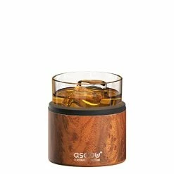 Buy ⌛ Asobu Whiskey Glass With Insulated Stainless Steel Sleeve, 12 Ounces (Natural Wood) 💯