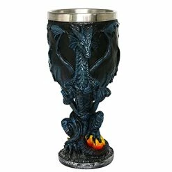 Hot Sale 🤩 Alikiki Medieval Fantasy Blue Dragon Goblet - Dungeons And Dragons Gifts Party Decoration - D&D Game Chalice Cup Of Thrones Merchandise 7oz Stainless Steel Gothic Drinking Cups ✨