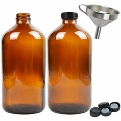 Hot Sale 👍 Youngever 2 Pack Amber Glass Growlers 32 Ounce With Tight Seal Lids, Perfect For Secondary Fermentation, Storing Kombucha, Kefir, One Liter Glass Beer Growl 👏