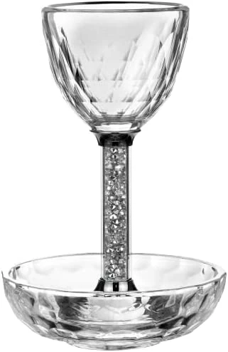 Buy π Crystal Kiddush Cup Set - Premium Kiddush Wine Cup And Saucer For Shabbat, Havdalah, Passover - Judaica Shabbos And Holiday Gift (Silver Gemstones) π 8 Buy π Crystal Kiddush Cup Set - Premium Kiddush Wine Cup And Saucer For Shabbat, Havdalah, Passover - Judaica Shabbos And Holiday Gift (Silver Gemstones) π - Image 6