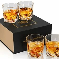 Brand new 💯 KANARS Whiskey Glasses Set Of 4, 10 Oz Twisted Old Fashioned Lowball Bar Tumblers In Gift Box, Crystal Rocks Glass For Bourbon Scotch Cocktail Whisky Vodka, Rock Barware For Men Dad Gift 👍