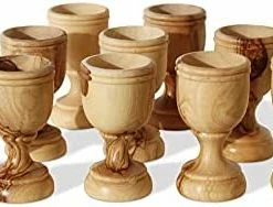 Flash Sale 💯 THE JERUSALEM GIFT SHOP SINCE 2004 Communion Cups - The Lord's Supper - Olive Wood Bread Tray With Two Small 3 Inch Olive Wood Cups And In Gift Bag ❤️ -Goblets & Chalices Sales Store 41J WCSqJS. AC