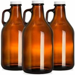 Goblets & Chalices Sales Store 22 Coupon π₯ ZEAYEA 3 Pack Glass Growler, 32 Oz Amber Glass Jug With Lids And Handle, Great For Beer, Home Brewing, Kombucha, Cider, Soda, Distilled Water π§¨