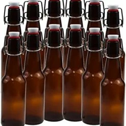 Budget 👍 ICE N COLD | Pack Of 6 Amber 16-20oz Growler With Flip Top Airtight Silicone Seal | For Beverages, Oil, Vinegar, Kombucha, Beer, Water, Soda, Kefir 💯 -Goblets & Chalices Sales Store 41NpBz YN4L. AC