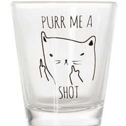 Best Sale 🔥 Artisan Owl Purr Me A Shot - Funny Cat Gifts, Cat Shot Glass, Funny Middle Finger Cat Shotglass (1) ⭐