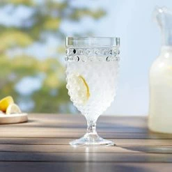 Buy ❤️ Amazon Basics Tritan Hobnail Texture Footed Iced Tea Glasses - 17-Ounce,Plastic, Set Of 4 🔥 -Goblets & Chalices Sales Store 41RndZJ0QtL