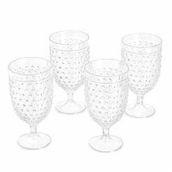 Goblets & Chalices Sales Store 4 Buy β€οΈ Amazon Basics Tritan Hobnail Texture Footed Iced Tea Glasses - 17-Ounce,Plastic, Set Of 4 π₯