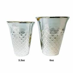 Best Pirce 🤩 JewFadz.com JewFadz Mini 3.3 OZ Modern Kiddush Cup – Heavy-Duty Plastic Disposable, Silver 🧥 Coated Wine Kiddush Cups For Jewish Events Pesach, Wedding, Passover Seder, Gifts, Matzah, Haggadah (Pack Of 25 ) 👏