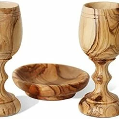 Flash Sale 💯 THE JERUSALEM GIFT SHOP SINCE 2004 Communion Cups - The Lord's Supper - Olive Wood Bread Tray With Two Small 3 Inch Olive Wood Cups And In Gift Bag ❤️ -Goblets & Chalices Sales Store 41WzzFsVOGS. AC