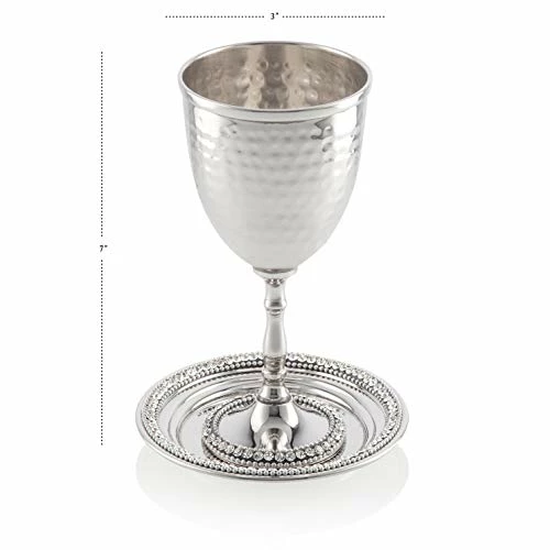 Flash Sale β Kiddush Cup Chalice With Crystal Beaded Edge- Saucer Tray Included-Stainless Steel And Rust Resistant- For Sabbath And Holidays π 4 Flash Sale β Kiddush Cup Chalice With Crystal Beaded Edge- Saucer Tray Included-Stainless Steel And Rust Resistant- For Sabbath And Holidays π - Image 2