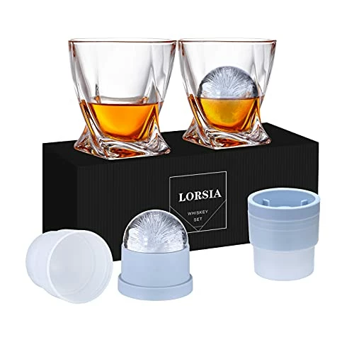 Top 10 π LORSIA Whiskey Rocks Glass , Set Of 4 ( 2 Crystal Bourbon Glasses , 2 Round Big Ice Ball Molds ) In Gift Box - 11 Oz Old Fashioned Glasses For Scotch Cocktail Rum Cognac Vodka Liquor, Unique Gifts For Men π― 3 Top 10 π LORSIA Whiskey Rocks Glass , Set Of 4 ( 2 Crystal Bourbon Glasses , 2 Round Big Ice Ball Molds ) In Gift Box - 11 Oz Old Fashioned Glasses For Scotch Cocktail Rum Cognac Vodka Liquor, Unique Gifts For Men π―