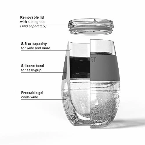 Wholesale π Host Cooling Wine Freeze Cup With Lid, Set Of 2 Plastic Double Wall Insulated Wine Tumbler Freezable Drink Vacuum Cup With Freezing Gel, Wine Glasses For Red And White Wine, Gift Essentials, Gray With Lids - Min π 5 Wholesale π Host Cooling Wine Freeze Cup With Lid, Set Of 2 Plastic Double Wall Insulated Wine Tumbler Freezable Drink Vacuum Cup With Freezing Gel, Wine Glasses For Red And White Wine, Gift Essentials, Gray With Lids - Min π - Image 4