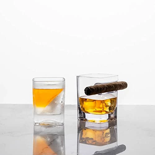 New π Corkcicle Double Old Fashioned Whiskey Glass With Built-In Cigar Holder, Holds 9 Oz 𧨠6 New π Corkcicle Double Old Fashioned Whiskey Glass With Built-In Cigar Holder, Holds 9 Oz 𧨠- Image 4