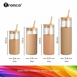 Best deal 😉 Tronco 24oz Glass Tumbler Glass Water Bottle Straw Silicone Protective Sleeve Bamboo Lid - BPA Free Coffee Col 🛒 -Goblets & Chalices Sales Store 41dOVoxDCsL