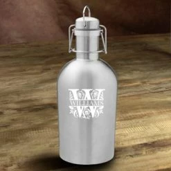 Best Sale 🎉 A Gift Personalized Personalized Beer Growler (Black Matte, Stamped Design), 64 Oz Stainless Steel Single Wall Bottle Ideal For Camping, Travel - Unique Wedding Groomsm 🔥 -Goblets & Chalices Sales Store 41fkFjMGsDS. AC