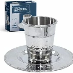Coupon ❤️ Ner Mitzvah Kiddush Cup And Tray - Premium Quality Stainless Steel Wine Cup - For Shabbat And Havdalah - Judaica Shabbos And Holiday Gift Classic 🌟 -Goblets & Chalices Sales Store 41fstdlySBL. AC
