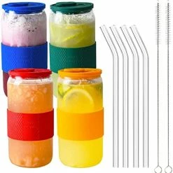 Wholesale π Glass Cups With Bamboo Lids And Glass Straws 4 Set, YSJILIDE 16oz Can Shaped Drinking Glass Cups, Iced Coffee Cup, Beer Glasses Ideal For Cocktails, Whisky, Juice, DIY, Gifts - 2 Cleaning Brushes π 11 Wholesale π Glass Cups With Bamboo Lids And Glass Straws 4 Set, YSJILIDE 16oz Can Shaped Drinking Glass Cups, Iced Coffee Cup, Beer Glasses Ideal For Cocktails, Whisky, Juice, DIY, Gifts - 2 Cleaning Brushes π -Goblets & Chalices Sales Store 41gNJBLlZlL. AC