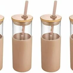 Best deal 😉 Tronco 24oz Glass Tumbler Glass Water Bottle Straw Silicone Protective Sleeve Bamboo Lid - BPA Free Coffee Col 🛒 -Goblets & Chalices Sales Store 41ilWIMxPxL. AC