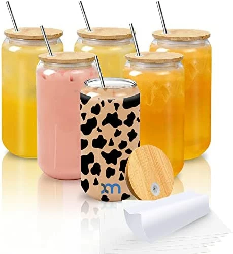 Wholesale 👍 XccMe Sublimation Can Beer Glass,16 Oz Can Shaped Glasses Blanks With Bamboo Lid,Stainless Steel Straws And Shrink Wrap Films,Ideal For Soda,Iced Coffee,Iced Tea,Goblet Cup,Whiskey,Gift (4 PACK) Transparent ❤️ 7 Wholesale 👍 XccMe Sublimation Can Beer Glass,16 Oz Can Shaped Glasses Blanks With Bamboo Lid,Stainless Steel Straws And Shrink Wrap Films,Ideal For Soda,Iced Coffee,Iced Tea,Goblet Cup,Whiskey,Gift (4 PACK) Transparent ❤️ - Image 5