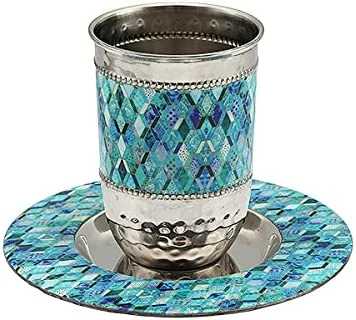 Cheap ✔️ Emanuel Kiddush Cup Set Stainless Steel And Colorful Enamel For Shabbat And Yom Tov (Mosaic CT-11) ⌛ 4 Cheap ✔️ Emanuel Kiddush Cup Set Stainless Steel And Colorful Enamel For Shabbat And Yom Tov (Mosaic CT-11) ⌛ - Image 2